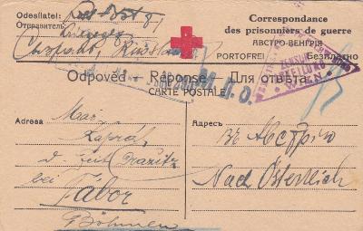 Rusko, zajatecká pošta 1917, bez DR - Dražice, Tábor. 