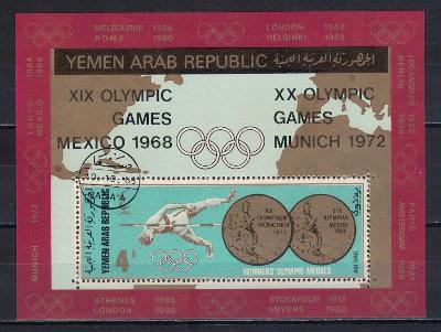 Jemenská arab. rep. 1968 "Gold Medals of Olympic Summer Games" BL78