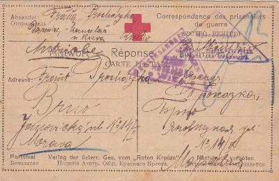 Rusko, zajatecká pošta 1917, bez DR - Brno.