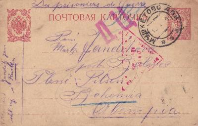 Rusko, zajatecká pošta 1916 - Bolevec, Plzeň.