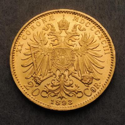 Rakouská 20 koruna rok 1893 pěkná