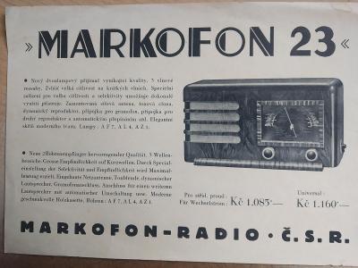 Staré rádio Markofon 23 - prospekt