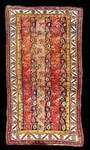Kaukazský ručne viazaný koberec, behúň, 50.-60.l. 20.stor., 116x214 cm