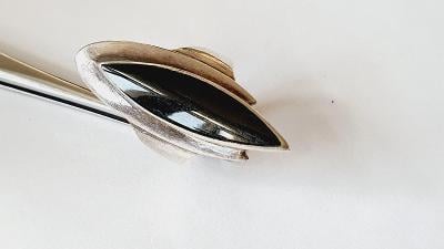 Ag stribro designový prsten - černý přírodní kamen onyx č.89