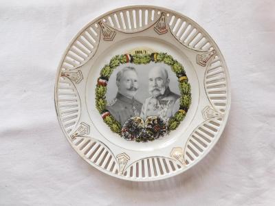 Porcelánový talíř - Franc Josef a Wilhelm II., Rakousko - Uhersko