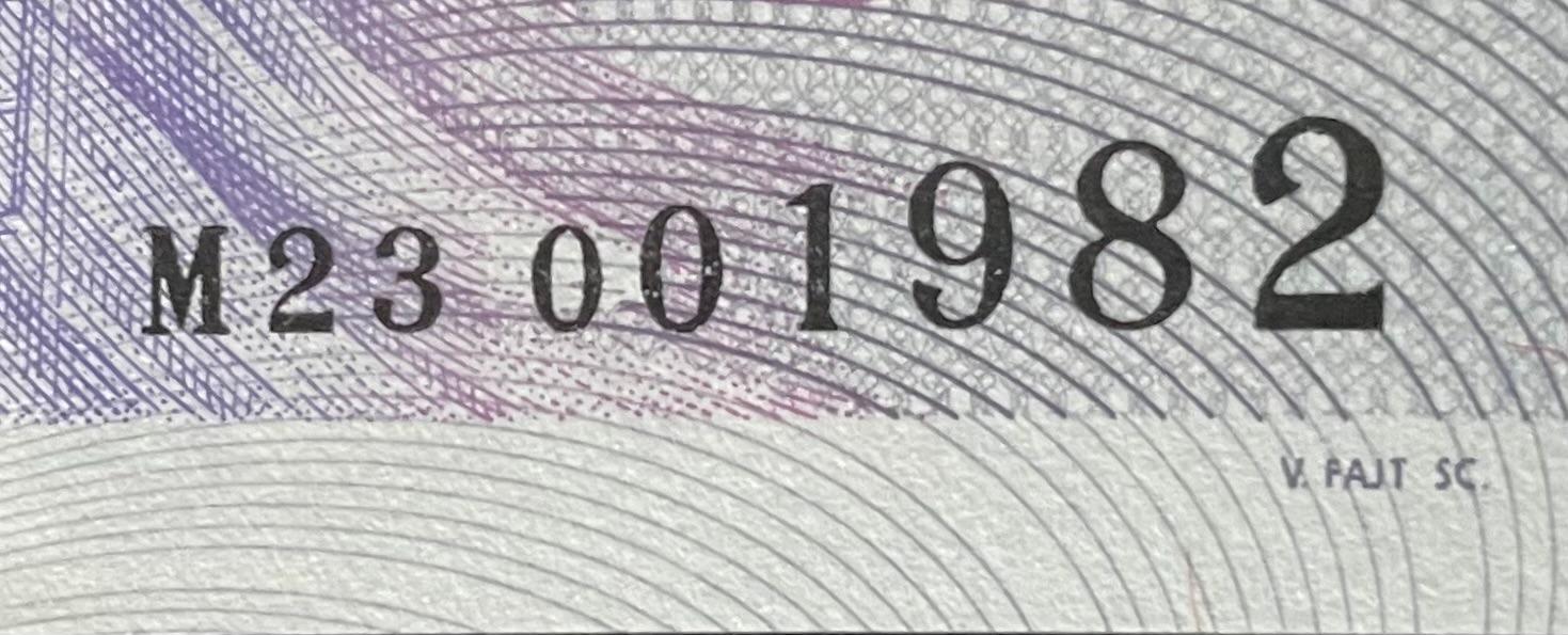 Výročná bankovka ČNB 1000Kč 2023 s prítlačou M23 001982 narodeniny! - Bankovky