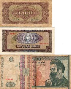 Rumunsko - tři bankovky z oběhu