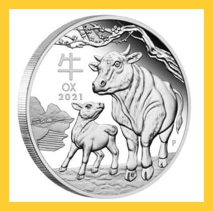 strieborná minca 1/2 oz Year of the Ox 2021 PROOF - Numizmatika