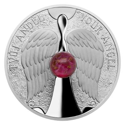 strieborná minca 1 oz Crystal Coin - Anjel proof