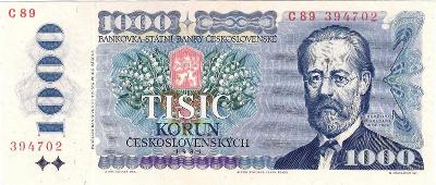 Československo, 1000 korun, 1985, Pick 98a, EF, ser. C 89
