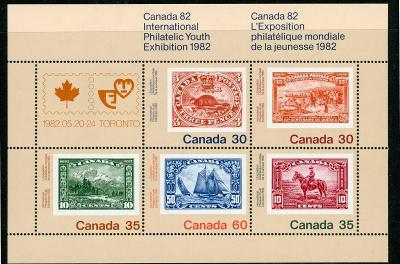 Kanada 1982 ** známky na známkach komplet mi. bl. 2
