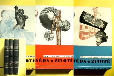 💥 Věda o životě 3 knihy Obálka 3x Karel Teige VAZBA (1931-32) 💥	