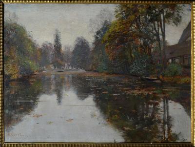 TRUPPE Karl , rakouský malíř - "Jezero v parku"