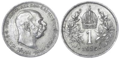 Sbírková stříbrná koruna FJI 1916 bz , č. 1