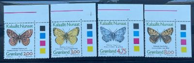 Grónsko 1997 Mi.301-304 série- motýli**