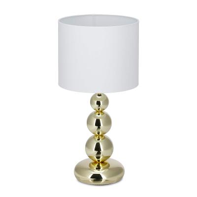 Relaxdays, stolní lampa z bílého zlata, kulaté stínidlo, originální 