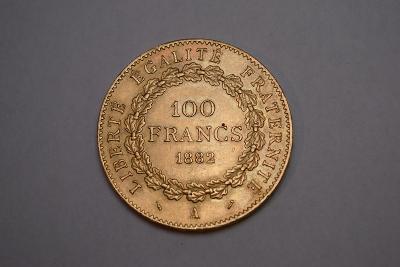 Zlatý 100 Frank 1882 A - Anjel - Francúzsko - Vzácny!