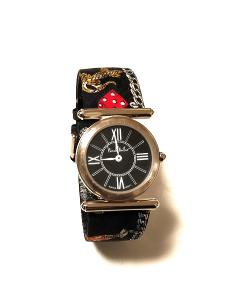 Vintage hodinky Nicole Miller s potištěným páskem