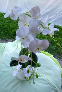 umelá kvetina - orchidea, bez pôvodného kvetináča