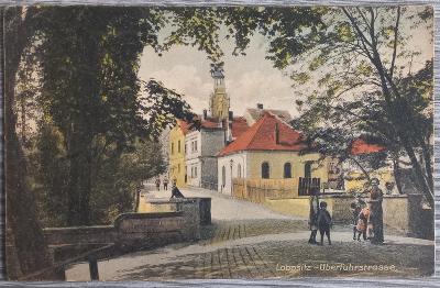 Lovosice - Lobositz - synagoga - hezký záběr ulice - 1921 - RRR!