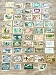 sada různých 50 kusů papírových nouzových platidel Rakousko 1920 A,P,U