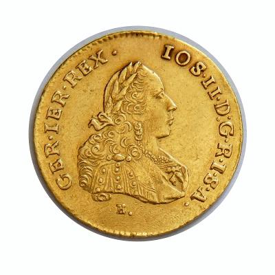 Jozef II., zlatý 2 dukát 1777 E/HG, vzácny.