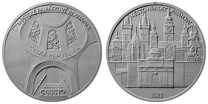 zlatá minca ČNB 5000,- Hradec Králové PMZ mestské pam. rezervácia PROOF