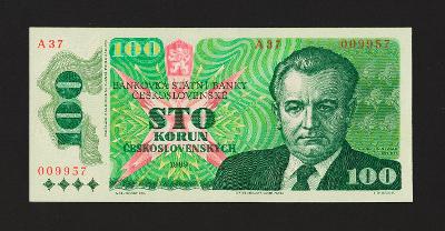 ČESKOSLOVENSKO - 100 korun, 1989 -  A 37  -  stav UNC