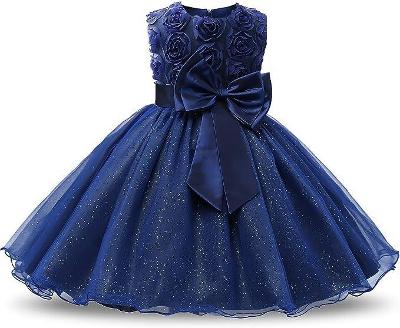 Princeznovské detské šaty / 7-8 rokov / vel.160 / modré / Od 1Kč |055|