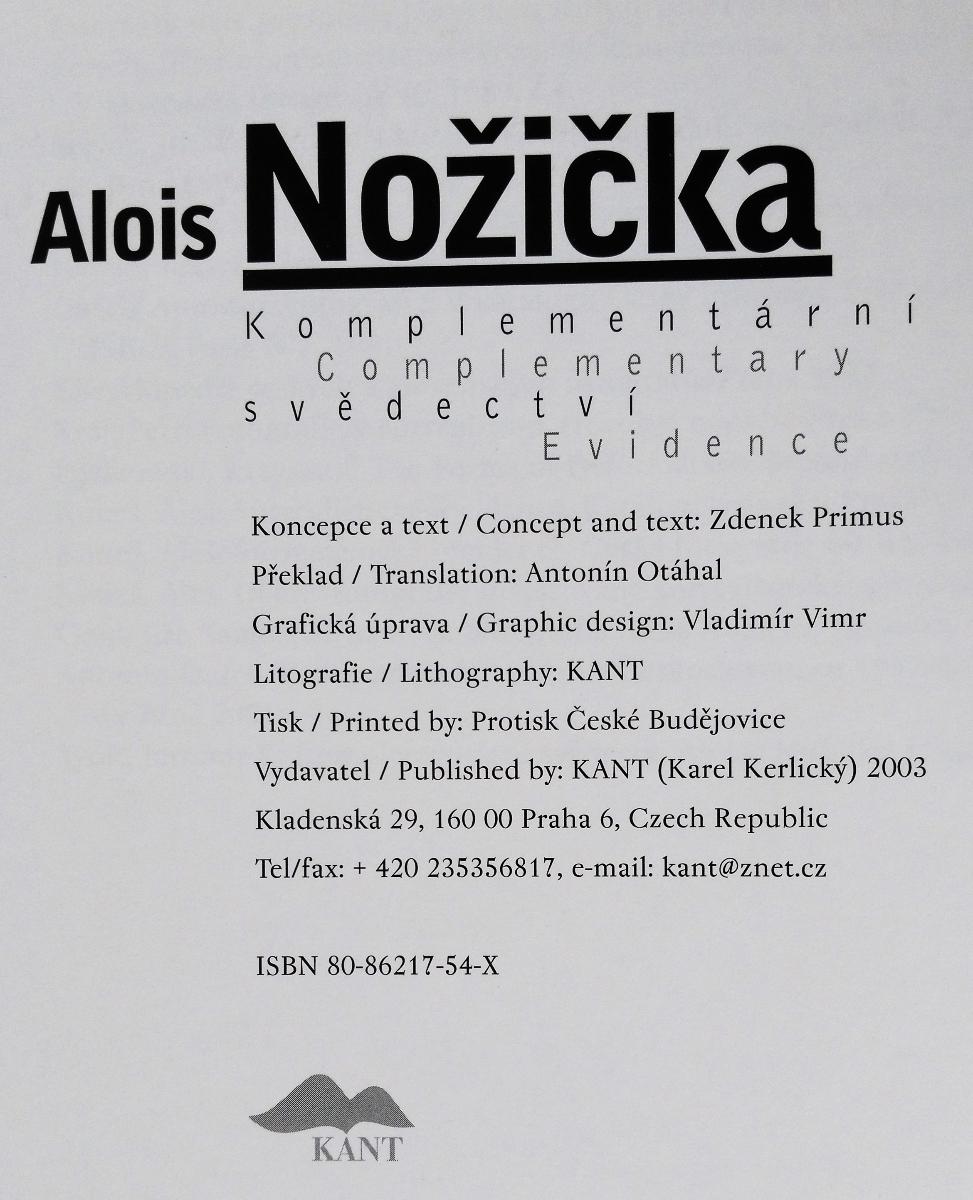 Alois Nožička "Komplementární svědectví"  - Knihy