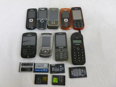Konvolut starých mobilných telefónov Nokia atď. 9 kusov + batéria
