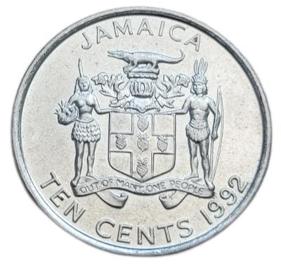 ✅Jamajka 10 centov 1992 - Dolár (1969 - 2022)