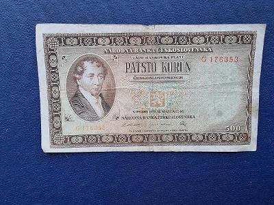 Bankovka 500  korún 1946