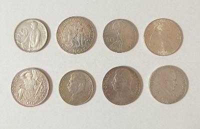 Kompletní sada pamětních stříbrných mincí 1947-1951, 8 ks