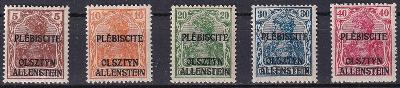 Allenstein, nevydané, Mi: II-VI, zkoušeno, min. 1000 €, 1920, **