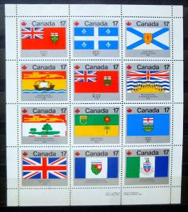 Canada čistý aršík Scott 832a.Provincionálne a territorialne vlajky.