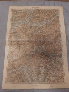 Původní stará válečná mapa R-U - INNSBRUCK