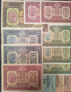 ITÁLIE - konvolut bankovek Benátské úvěrové banky - 1918  -  stav 1-3