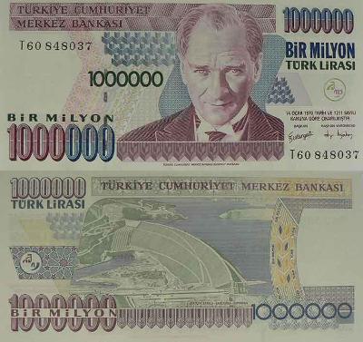 Turecko 1 000 000 lirasi P213  UNC