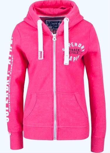 superdry ikonic pink mikina/mikinová bunda,kapuca,velké logoNArukavu,M