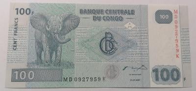 100 Francs 2007 Kongo, stav UNC