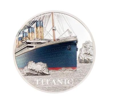 Stříbrná mince Titanic 3 Oz s barevným motivem