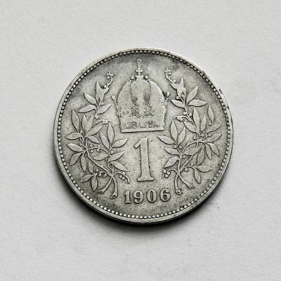 František Josef I. - stříbrná 1 koruna 1906 bz, nejvzácnější ročník.