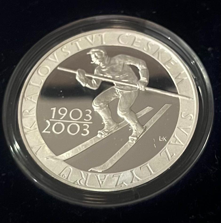 Vzácna minca 200 Kč Zväz lyžiarov 2003 PROOF - Numizmatika