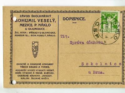 MEZICE -  NÁKLO - ŠKOLKAŘSKÝ ZÁVOD BOHUMIL VESELÝ  1924 /Š 9A