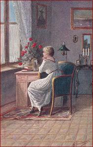 Žena * kniha, nábytek, interiér, umělecká, sign. Hartmann * M5178