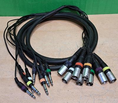Mikrofonní studiový kabel - 8x jack / 8x XLR samec - REF8021 (3m)