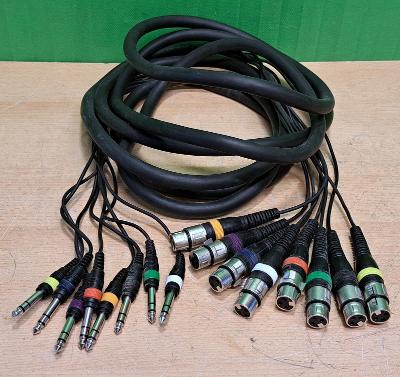 Mikrofonní studiový kabel - 8x jack / 8x XLR samice - REF8021 (5m)