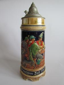 Vintage německý Korbel s víčkem s hudební mechanikou 1 litr 