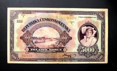 5000 korun 1920  NEPERFOROVANA vzacna prvni serie A !! RR !! stav 2